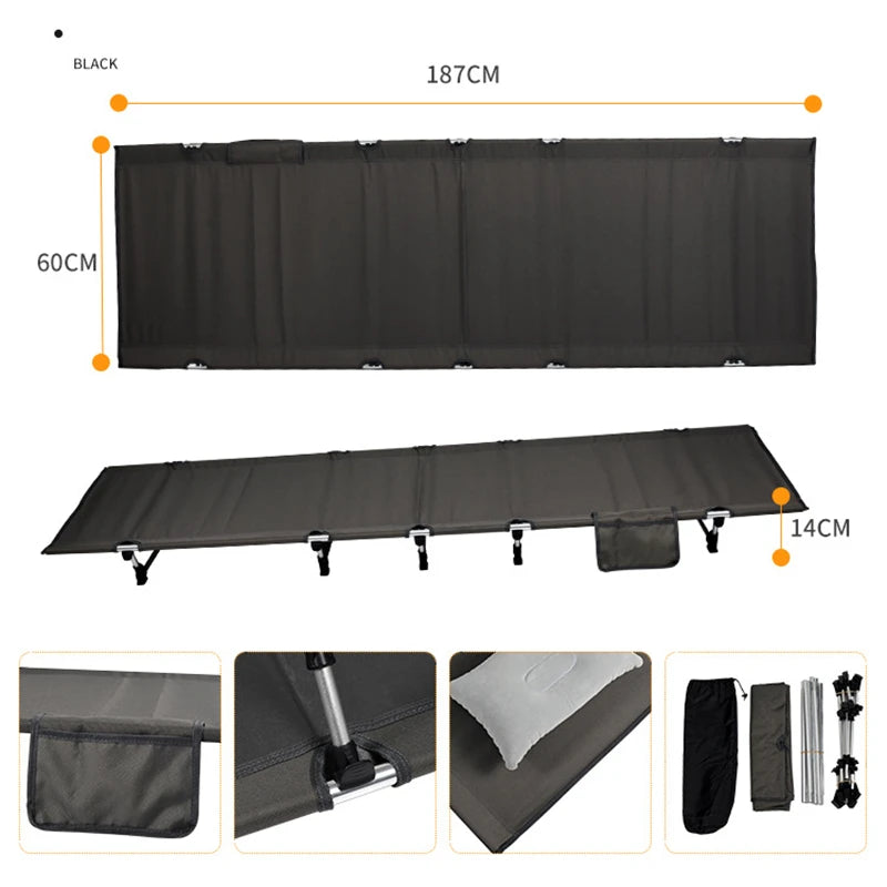 Portable Foldable Camping Cot – Single Person Outdoor Folding Bed, 330LB Weight Capacity, Compact Design for Camping & Picnic