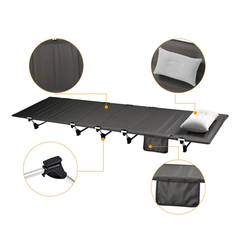 Portable Foldable Camping Cot – Single Person Outdoor Folding Bed, 330LB Weight Capacity, Compact Design for Camping & Picnic